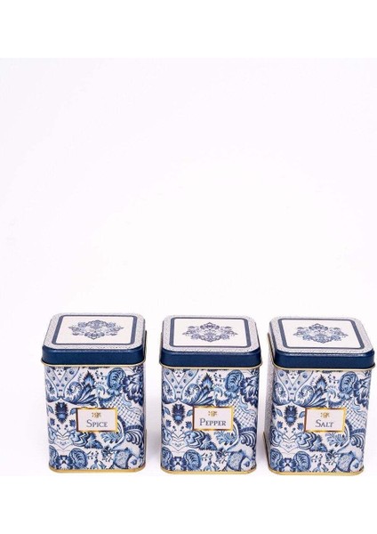 Sarı Desenli 3'lü Kare Metal Saklama Kabı Seti, 7,5X7,5X10CM, 0,5 Lt fiyatları