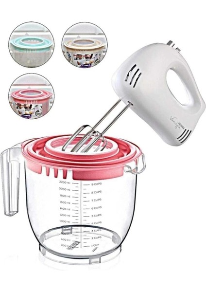 Şeffaf Mikser Kabı, Ölçülü, Sıçratmaz, Koruma Kapaklı, 2400 ml modelleri