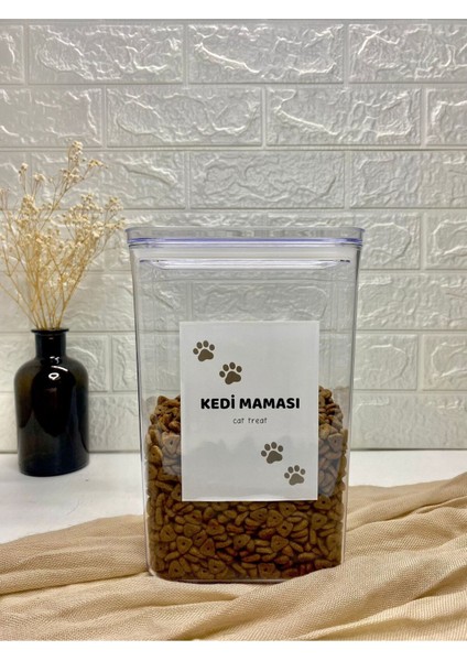 2900ML Akrilik Kedi Mama Saklama Kabı Vakum Kapaklı Beyaz fiyatları