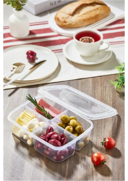 Turuncu 6'lı Saklama Seti, 3 Adet 400 ml ve 3 Adet 1000 Ml, 4 Bölmeli modelleri