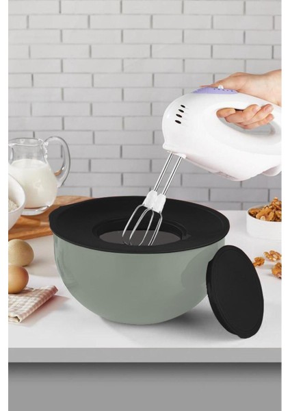 Gri Renkli Rendeli Karıştırma Kabı ve Silikon Spatula, Hediye ile Saklama Seti fiyatları