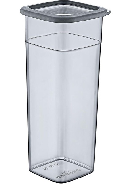 Geniş Kapasiteli Kare Saklama Kabı, Gri, 2140 ml