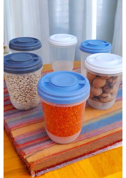 6'lı Renkli Erzak Saklama Kutuları, Difriz ve Mikrodalga Uyumlu, 1 Litre