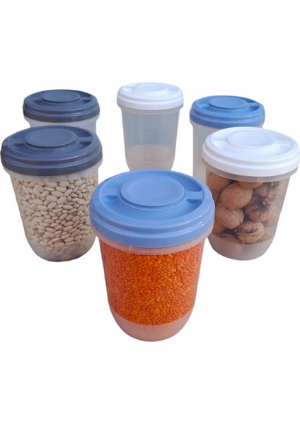 6'lı Renkli Erzak Saklama Kutuları, Difriz ve Mikrodalga Uyumlu, 1 Litre