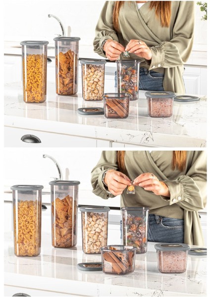 Kare Saklama Kabı Seti, 3'lü, Gri, 1,75 Litre, Şık ve Pratik Erzak Saklama Çözümü modelleri