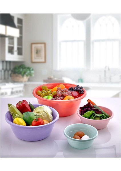 4'lü Yuvarlak Plastik Badya Seti, Şeffaf ve Canlı Turuncu Renkli Mutfak Seti modelleri