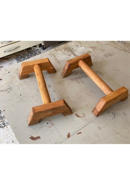 20 cm Ahşap Şınav ve Paralel Bar, Pilates ve Armut Bar - Kahverengi