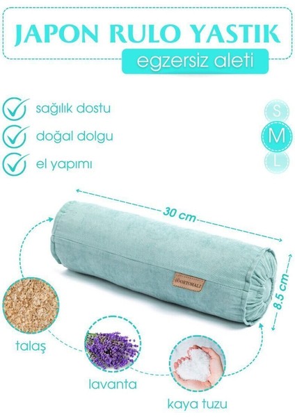 Yeşil M Beden Japon Rulo Yastık Lavantalı Egzersiz Aleti 8,5×30 cm