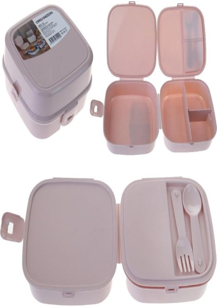 Gri Organizerli Beslenme Kabı Seti, Pratik ve Şık Öğün Saklama Çözümü