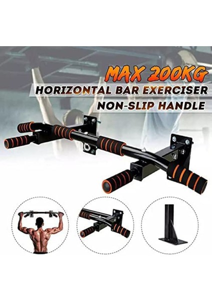 Duvara Monte Çok Amaçlı Barfiks Çubuğu, 200 kg Kapasiteli, Siyah Renk indirimleri