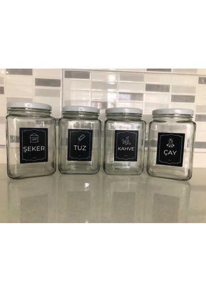 Şeffaf Cam Saklama Seti 4'lü, 1600CC, Çay, Kahve, Tuz, Şeker Için Uygun fiyatları