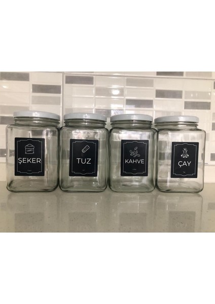 Şeffaf Cam Saklama Seti 4'lü, 1600CC, Çay, Kahve, Tuz, Şeker Için Uygun modelleri
