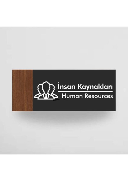 Ofis Kapı Isimliği Insan Kaynakları Ikonlu Ahşap ve Pleksi Tasarım