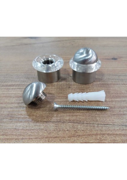 Iki Adet Inox Kontaklı Yere Monte Kapı Tamponu, 3,5cm Yükseklik