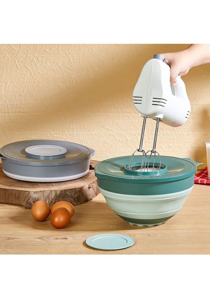 Katlanabilir Kapaklı Karıştırma Kabı, Gri, Çok Amaçlı ve Pratik Kullanım