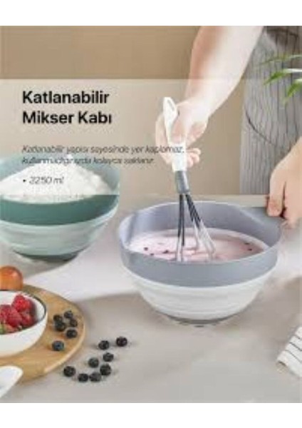 Katlanabilir Kapaklı Karıştırma Kabı, Gri, Çok Amaçlı ve Pratik Kullanım fiyatları