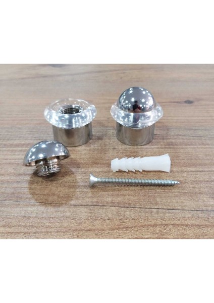 Iki Adet Krom Kontaklı Yere Monte Kapı Tamponu, 3,5 cm Yükseklik
