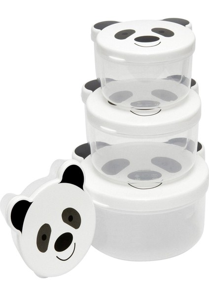 4'lü Figürlü Saklama Kabı Seti, Beyaz, Pratik ve Şık Beslenme Kutusu