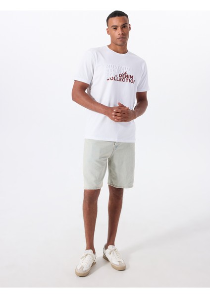 Bisiklet Yaka Baskılı Beyaz Erkek T-Shirt M5WM-TST1586 fiyatları