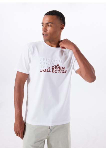 Bisiklet Yaka Baskılı Beyaz Erkek T-Shirt M5WM-TST1586 modelleri