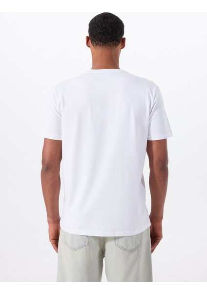 Bisiklet Yaka Baskılı Beyaz Erkek T-Shirt M5WM-TST1586 indirimleri