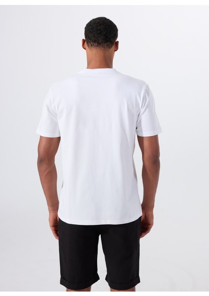 Bisiklet Yaka Baskılı Beyaz Erkek T-Shirt M5WM-TST1585 indirimleri