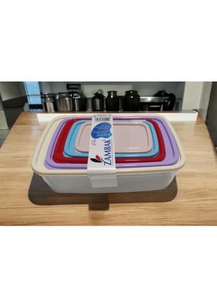 Renkli 5'li Saklama Kabı Seti, Çok Amaçlı, Dayanıklı ve Şık Tasarım