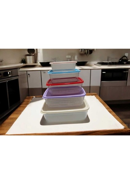 Renkli 5'li Saklama Kabı Seti, Çok Amaçlı, Dayanıklı ve Şık Tasarım modelleri