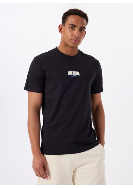 O Yaka Baskılı Siyah Erkek T-Shirt Onserhan Reg Ss Tee Cs