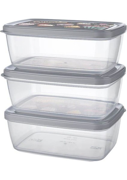 3'lü 1200 ml Saklama Kabı Seti, Beyaz, Pratik ve Şık Mutfak Gereçleri