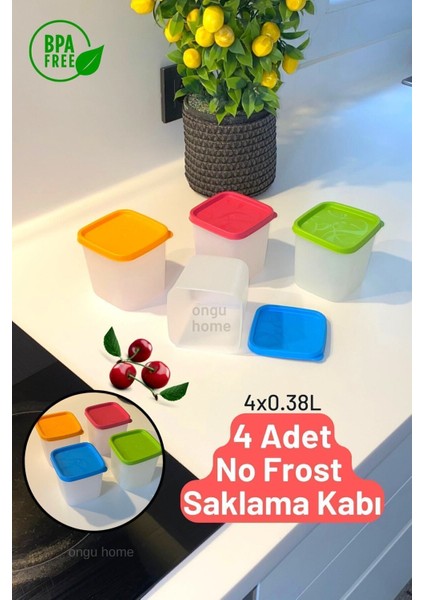 4'lü Renkli Derin Dondurucu Saklama Kabı No Frost 4x0,38 Lt fırsatları