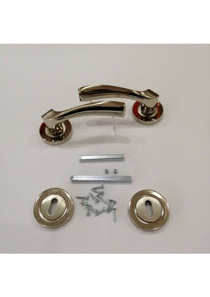 Yuvarlak Rozetli Nikel Saten Kapı Kolu, Şık ve Dayanıklı Tasarım fırsatları