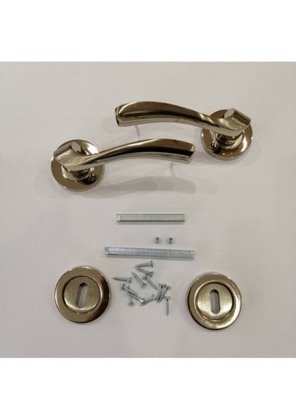 Yuvarlak Rozetli Nikel Saten Kapı Kolu, Şık ve Dayanıklı Tasarım