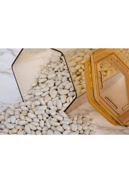 Altıgen Tasarımlı Vakumlu Saklama Kabı 3'lü Orta Boy, Bakliyat ve Erzak Için