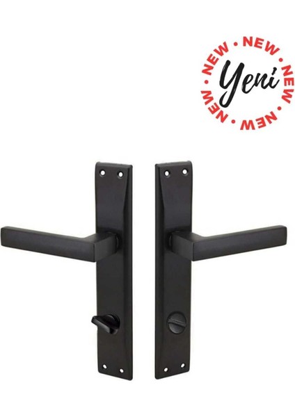 Içerden Sola Açılır Paslanmaz Mat Siyah Kapı Kolu, Elit Tasarım, Banyo ve Wc Uyumlu