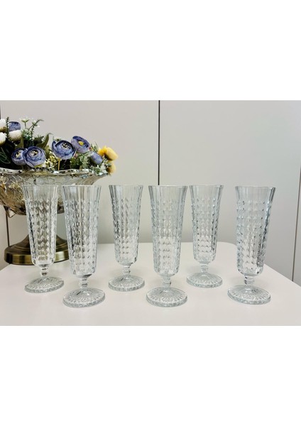 Damalı Ayaklı Kristal Flüt Bardak, 140ML, Bej Renk fiyatları