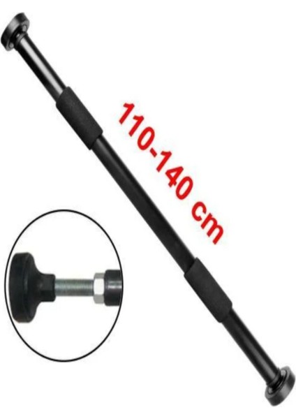 Ayarlanabilir Kapı Koridor Barfiksi, 110-140CM, Şık Siyah Tasarım