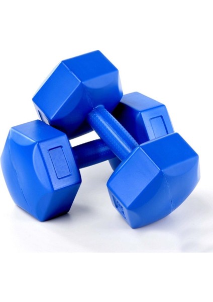Mavi 5 kg Dambıl Seti, Köşeli Dumbell, 10 kg Toplam Ağırlık, Ev ve Spor Salonu Kullanımı