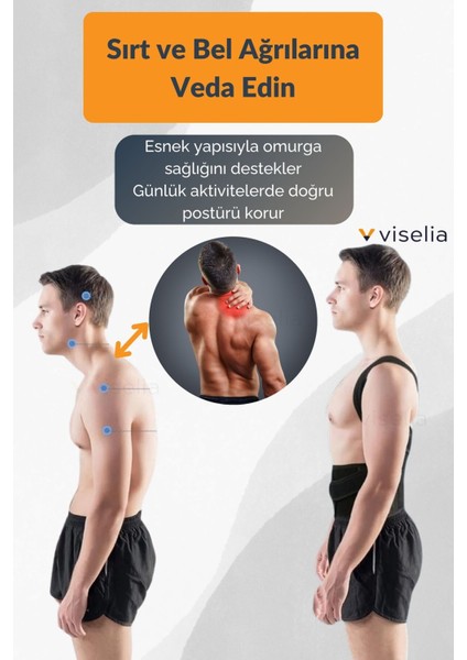 Dik Duruş ve Bel Desteği Korse, Siyah, Rahat ve Sağlıklı Destek