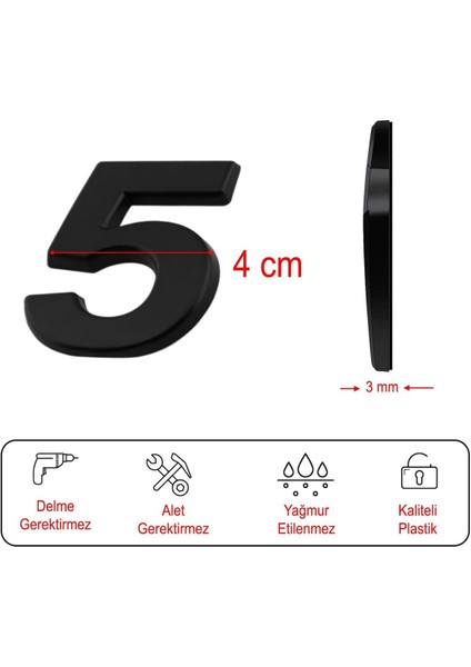 Yapışkanlı Küçük Kapı Numarası, 50MM, Siyah, 1 Adet modelleri