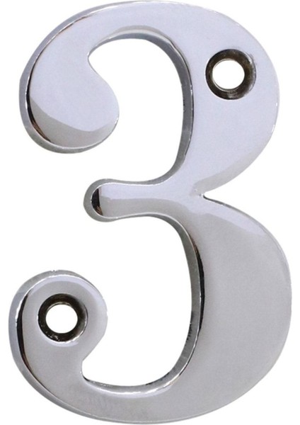 Parlak Krom Çelik Kapı Numarası, 5 Cm, 3 Numara, Şık ve Dayanıklı Tasarım fırsatları