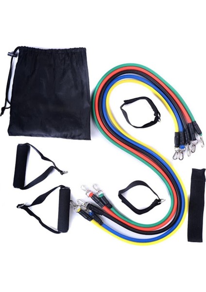 12 Parça Çok Fonksiyonlu Pilates ve Spor Lastiği Seti, Atlama Ipi, Mavi modelleri
