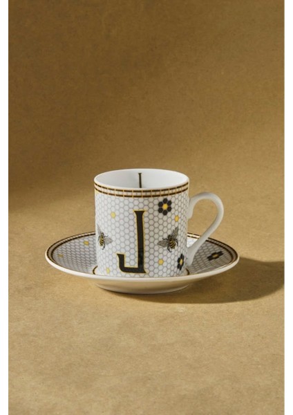 Renkli J Harfli 80 ml Kahve Fincanı, Şık ve Kullanışlı Tasarım