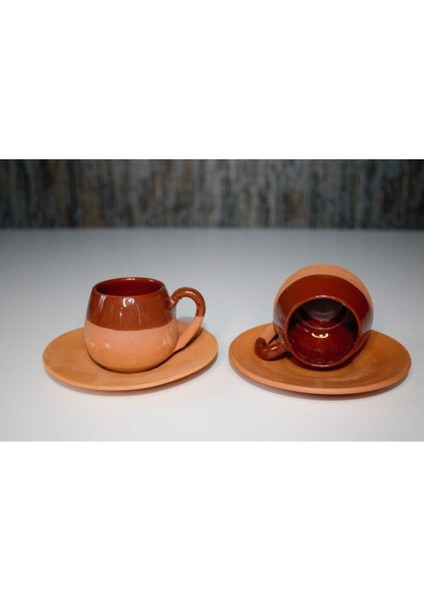 Iki Adet Toprak Kahverengi Fincan Seti, Şık ve Dayanıklı Tasarım