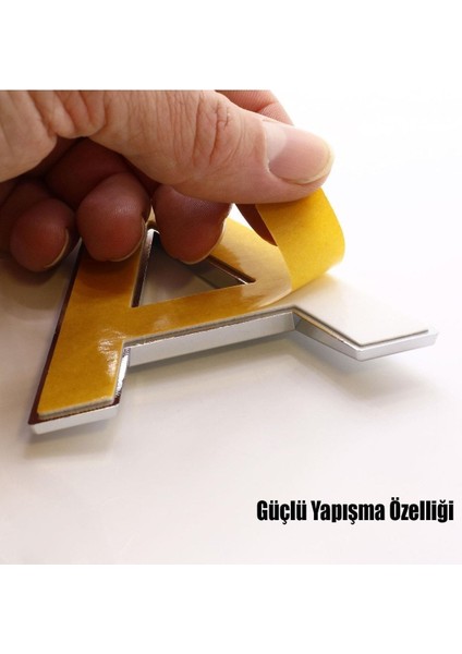 Yapışkanlı M Harfi, 8.5 Cm, Parlak Krom, Kapı, Oda ve Posta Kutusu Dekoru fiyatları