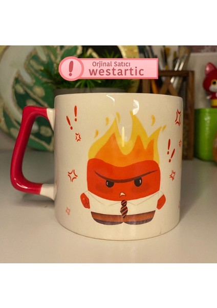 Kırmızı Ters Yüz Öfke Temalı Sıradışı Kupa