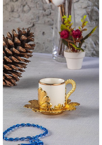 Yaldızlı ve Porselenli Damla Kahve Fincanı, Renkli ve Şık Tasarım