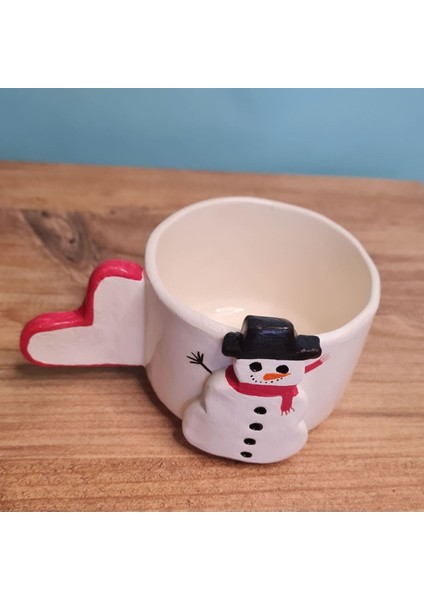 Beyaz Seramik Kardan Adam Kalp Kulplu Mug, Şık ve Sevimli Içecek Kabı fiyatları