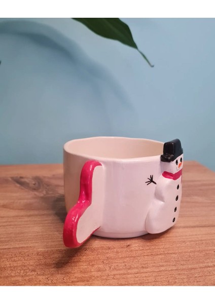 Beyaz Seramik Kardan Adam Kalp Kulplu Mug, Şık ve Sevimli Içecek Kabı fırsatları