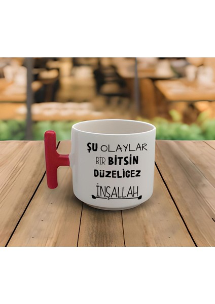 El Yapımı Kırmızı Kupa 200 Ml, Latte ve Espresso Keyfi Için Ideal